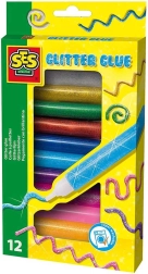 SES Creative pegamento decorativo con purpurina en tubo, set de 12 colores