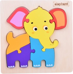 Rompecabezas de madera elefante – inserto educativo colorido para niños