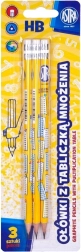 Lápices ASTRA HB con impresión de la tabla de multiplicar, 3 uds.