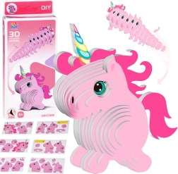 Puzle 3D de cartón – unicornio rosa DIY