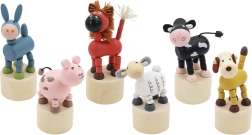 Animal de granja de madera con botón