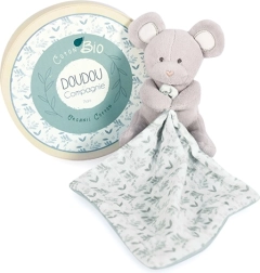 Set de regalo Doudou - ratoncito de peluche con mantita de algodón orgánico