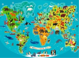 Puzzle RAVENSBURGER mapa del mundo de animales salvajes XXL 150 piezas