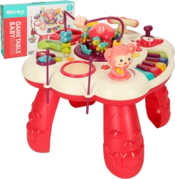 Mesa educativa interactiva con piano y tambores rosa Bibi-inn