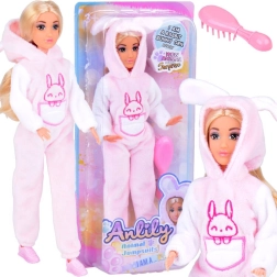 Muñeca ANLILY en pijama de conejito con cepillo