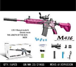 Rifle de gel rosa M416 para bolas de agua con accesorios