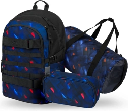 Set BAAGL: mochila, estuche y bolsa deportiva Skate Indigo