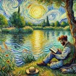 Pintura con diamantes Hombre junto al lago 30 × 40 cm