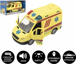 Ambulancia de plástico con luz y sonido, 20 cm