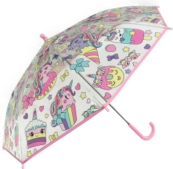 Paraguas infantil transparente Unicornios