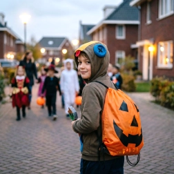 Bolsa de Halloween para la espalda con motivo de calabaza