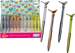 Bolígrafo con pajarito y cristales brillantes, tinta azul 0,7 mm