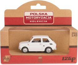 Modelo metálico de coche Fiat 126p PRL en blanco, 1:43