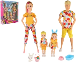 Muñeca y muñeco con niños y accesorios 30 cm – set familiar