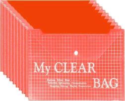Funda transparente para documentos con broche a presión, roja, A4, 20 uds.