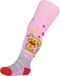 Leotardos de algodón New Baby con antideslizante y gatita, rosa claro, talla 104–110