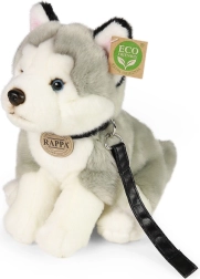 Perro de peluche Husky con correa de 28 cm de Rappa