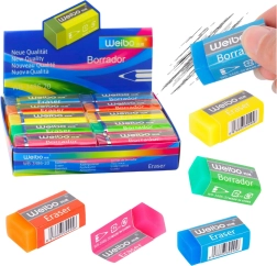 Goma de borrar escolar y de oficina de colores WEIBO 6 cm