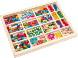 Cuentas de madera en caja Vivien