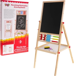 Pizarra infantil de madera de doble cara 3+: magnética y de tiza, con accesorios