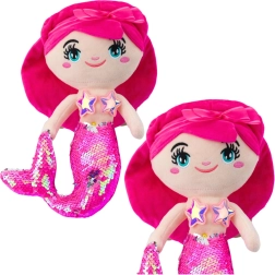 Sirena de peluche rosa con cola de lentejuelas 30 cm