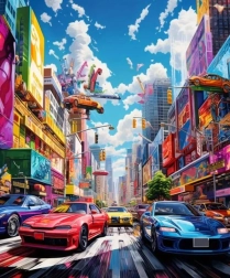 Pintura de diamantes Ciudad colorida 30 × 40 cm