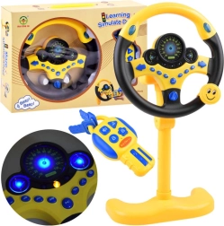 Volante infantil interactivo sobre soporte con mando a distancia y llaves