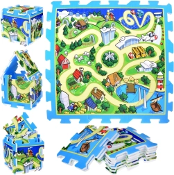 Puzzle de espuma ciudad – calles, alfombra de juego infantil 93 × 93 cm