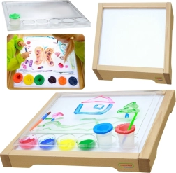 Marco sensorial Masterkidz con panel LED y bandeja de dibujo transparente