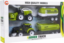 Set infantil de vehículos agrícolas con tractor, cosechadora y remolques