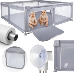 Parque infantil KIVO 180 × 200 cm gris