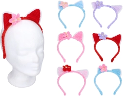 Diadema de carnaval orejas de gato con flor – mezcla de colores