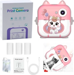 Cámara instantánea con impresora térmica Gato Rosa