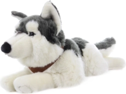 Husky de peluche tumbado con correas 60 cm