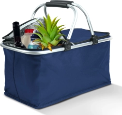 Cesta de compra térmica plegable azul, 21 l