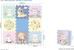 Rompecabezas de espuma suave con animales 32 × 32 cm, 9 piezas