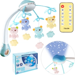 Móvil para cuna con proyector y control remoto, 500 melodías