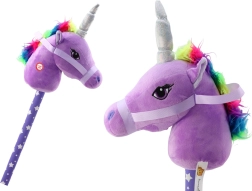 Caballito hobby de peluche unicornio con palo morado con sonidos