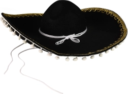 Sombrero mexicano negro para adultos
