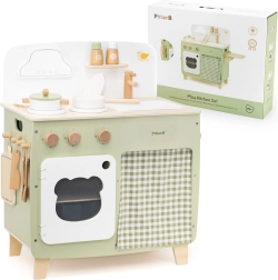 Viga PolarB cocina infantil de madera con encimera abatible y armario con cortina