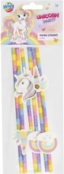 Pajitas de papel con motivo de unicornio, 6 uds.