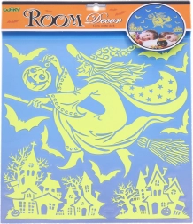 Pegatinas luminosas para pared Bruja Halloween 38 × 31 cm