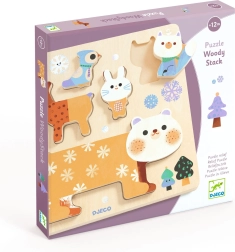 Puzzle de madera y juego de equilibrio Woody Stack de DJECO (5 piezas)