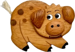 Imán de madera con cerdito – decoración artesanal para la nevera
