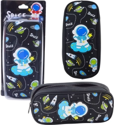 Estuche Space con astronauta, dos bolsillos, negro