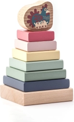 Cubika pirámide de madera pastel de colores con gallina – rompecabezas de 8 piezas