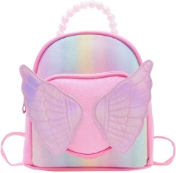 Mochila infantil rosa con alas brillantes