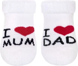 Calcetines de rizo para bebé New Baby I Love Mum and Dad blancos 0–3 meses