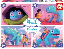 Educa Puzzle Dinosaurios amistosos 4 en 1