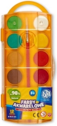 Acuarelas Astra, 12 colores, Ø 23,5 mm, con pincel